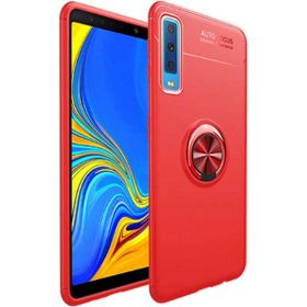 Samsung Galaxy A7 2018 Ravel Yüzüklü Standlı Kapak Uyumlu Silikon Kılıf