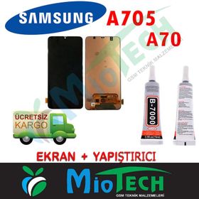 Samsung Galaxy A70 A705 Siyah Servis Çıtalı Muadil Lcd Dokunmatik Ekran