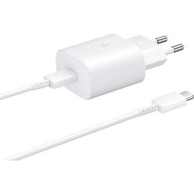 Samsung Galaxy A70 Fast Charging 25W Type-C Çıkışlı Kablolu Beyaz Şarj Aleti