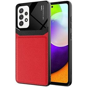 Samsung Galaxy A72 Kırmızı Kılıf Deri Görünümlü Emiks Kapak