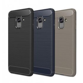 Samsung Galaxy A8 2018 Karbon Fiber Kapak Uyumlu Silikon Kılıf