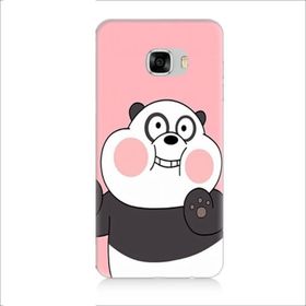 Samsung Galaxy C7 Sevimli Panda Desenli Silikon Kılıf