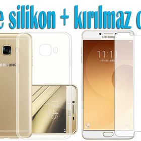 Samsung Galaxy C9 Pro İnce Şeffaf Silikon Kırılmaz Cam Cep Telefonu Kılıfı