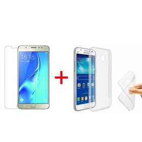 Samsung Galaxy J7 Core Şeffaf Silikon Ekran Koruyucu Cam Cep Telefonu Kılıfı