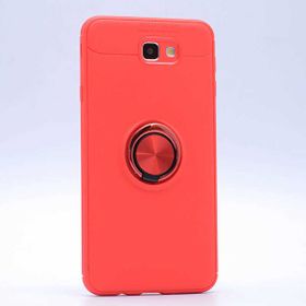 Samsung Galaxy J7 Prime Ravel Yüzüklü Standlı Kapak Uyumlu Silikon Kılıf