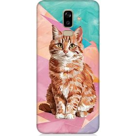 Samsung Galaxy J8 Uyumlu Renkli Kedi Baskılı Silikon Kılıf