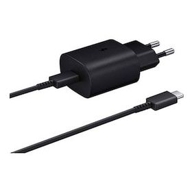 Samsung Galaxy M32 Fast Charging 25W Type-C Çıkışlı Kablolu Siyah Şarj Aleti