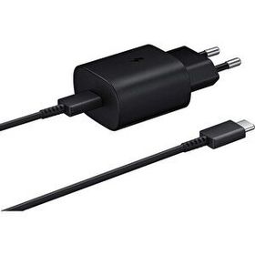 Samsung Galaxy M32 Fast Charging 25W Type-C Çıkışlı Kablolu Siyah Şarj Aleti