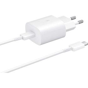 Samsung Galaxy M52 Fast Charging 25W Type-C Çıkışlı Kablolu Beyaz Şarj Aleti