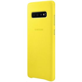 Samsung Galaxy S10 Sarı Deri Kılıf