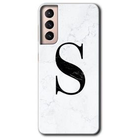 Samsung Galaxy S21 Beyaz Mermer Desenli Ş Harfi Baskılı Uyumlu Silikon Kılıf