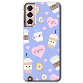Samsung Galaxy S21 Coffee Cake Baskılı Uyumlu Silikon Kılıf