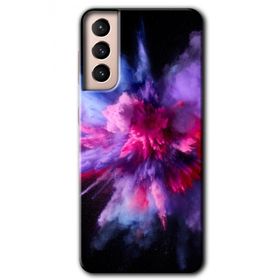 Samsung Galaxy S21 Color Splash Purple Baskılı Uyumlu Silikon Kılıf