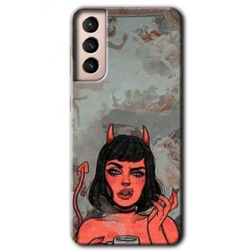 Samsung Galaxy S21 Devil Girl Baskılı Uyumlu Silikon Kılıf