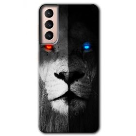Samsung Galaxy S21 Fire and Ice Lion Baskılı Uyumlu Silikon Kılıf