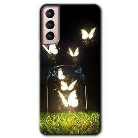 Samsung Galaxy S21 Işıklı Kelebekler Baskılı Uyumlu Silikon Kılıf