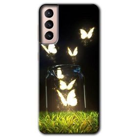 Samsung Galaxy S21 Işıklı Kelebekler Baskılı Uyumlu Silikon Kılıf