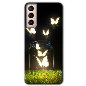 Samsung Galaxy S21 Işıklı Kelebekler Baskılı Uyumlu Silikon Kılıf