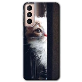 Samsung Galaxy S21 Kedi Bakışı Baskılı Uyumlu Silikon Kılıf