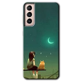 Samsung Galaxy S21 Kedili Kız Baskılı Uyumlu Silikon Kılıf