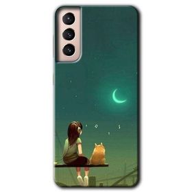 Samsung Galaxy S21 Kedili Kız Baskılı Uyumlu Silikon Kılıf