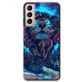 Samsung Galaxy S21 Neon Aslan Baskılı Uyumlu Silikon Kılıf