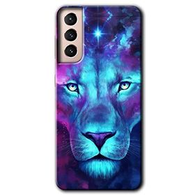 Samsung Galaxy S21 Neon Lion Baskılı Uyumlu Silikon Kılıf