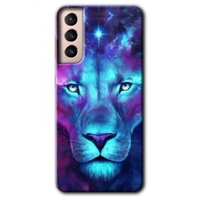 Samsung Galaxy S21 Neon Lion Baskılı Uyumlu Silikon Kılıf