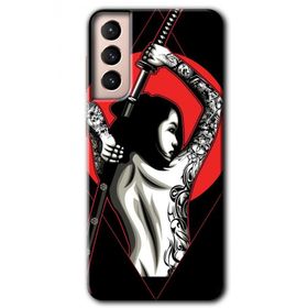Samsung Galaxy S21 Samurai Girl Baskılı Uyumlu Silikon Kılıf