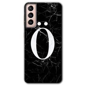 Samsung Galaxy S21 Siyah Mermer Desenli Ö Harfi Baskılı Uyumlu Silikon Kılıf