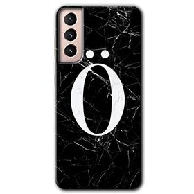 Samsung Galaxy S21 Siyah Mermer Desenli Ö Harfi Baskılı Uyumlu Silikon Kılıf