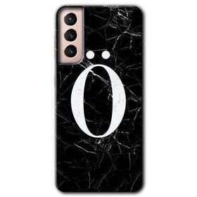 Samsung Galaxy S21 Siyah Mermer Desenli Ö Harfi Baskılı Uyumlu Silikon Kılıf