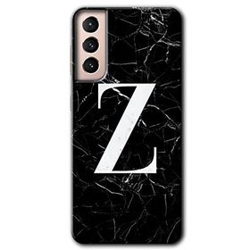 Samsung Galaxy S21 Siyah Mermer Desenli Z Harfi Baskılı Uyumlu Silikon Kılıf