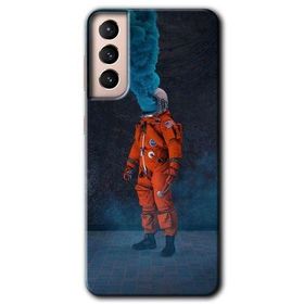 Samsung Galaxy S21 Smoke Astronot Baskılı Uyumlu Silikon Kılıf