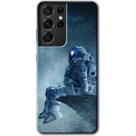 Samsung Galaxy S21 Ultra Astronot Yalnızlığı Baskılı Uyumlu Silikon Kılıf