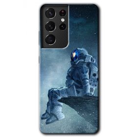 Samsung Galaxy S21 Ultra Astronot Yalnızlığı Baskılı Uyumlu Silikon Kılıf