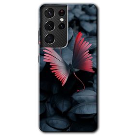 Samsung Galaxy S21 Ultra Dark Butterfly Baskılı Uyumlu Silikon Kılıf