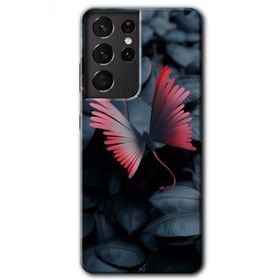 Samsung Galaxy S21 Ultra Dark Butterfly Baskılı Uyumlu Silikon Kılıf
