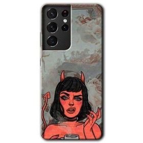 Samsung Galaxy S21 Ultra Devil Girl Baskılı Uyumlu Silikon Kılıf