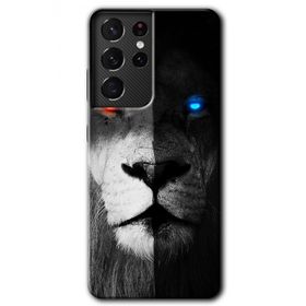 Samsung Galaxy S21 Ultra Fire and Ice Lion Baskılı Uyumlu Silikon Kılıf