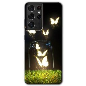 Samsung Galaxy S21 Ultra Işıklı Kelebekler Baskılı Uyumlu Silikon Kılıf
