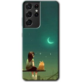 Samsung Galaxy S21 Ultra Kedili Kız Baskılı Uyumlu Silikon Kılıf