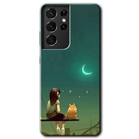 Samsung Galaxy S21 Ultra Kedili Kız Baskılı Uyumlu Silikon Kılıf