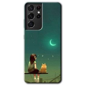 Samsung Galaxy S21 Ultra Kedili Kız Baskılı Uyumlu Silikon Kılıf