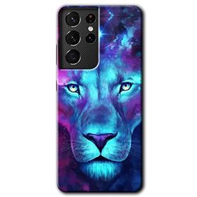 Samsung Galaxy S21 Ultra Neon Lion Baskılı Uyumlu Silikon Kılıf
