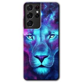 Samsung Galaxy S21 Ultra Neon Lion Baskılı Uyumlu Silikon Kılıf