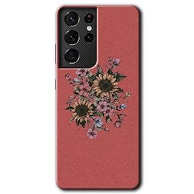 Samsung Galaxy S21 Ultra Retro Çiçek Baskılı Uyumlu Silikon Kılıf