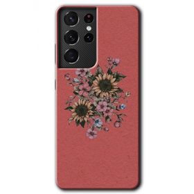 Samsung Galaxy S21 Ultra Retro Çiçek Baskılı Uyumlu Silikon Kılıf