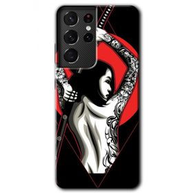 Samsung Galaxy S21 Ultra Samurai Girl Baskılı Uyumlu Silikon Kılıf