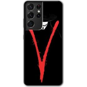 Samsung Galaxy S21 Ultra V For Baskılı Uyumlu Silikon Kılıf